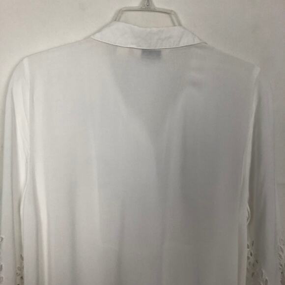 Cafe Marrakesh Womens Top Medium Eyelet Flared Sleeve Boho Cottagecore Beachy - Picture 7 of 11